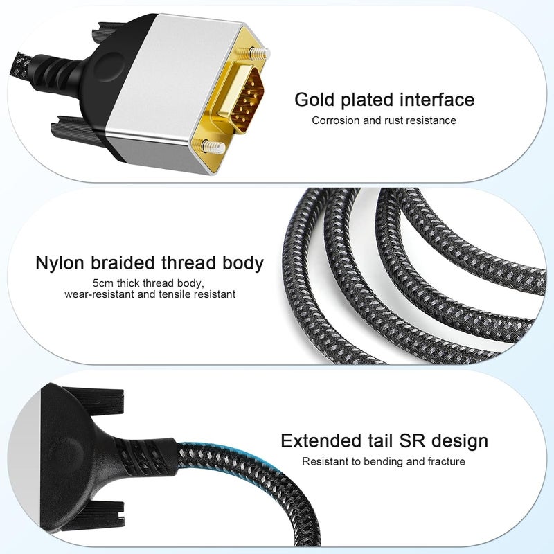 PASOW HDMI to VGA Adapter Cable 8 inch Uni-Directional Only,Gold-Plated 1080p@60Hz HDMI Female to VGA Male Braided Cord for PC,Laptop,Monitor,HDTV, Roku, Xbox, PS5 - Image 4